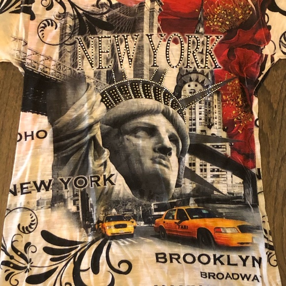 NYC Statue of Liberty Bling T-Shirt Size Large - Picture 4 of 9